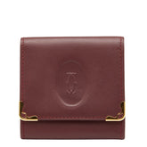 カルティエ マストライン コインケース ワインレッド ゴールド レザー レディース CARTIER 【中古】